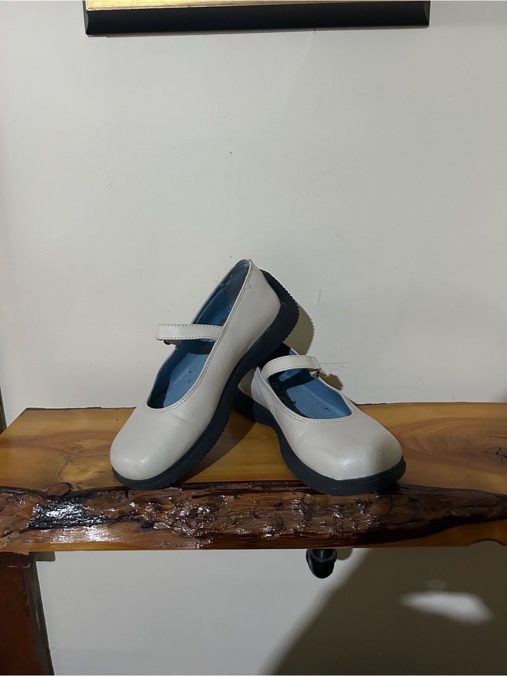 Mañana bone colour and Black Mary Jane Flats size EU 37